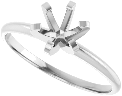 14K White 5.7-6.0 mm Round 6-Prong Solitaire Engagement Ring Mounting (5)