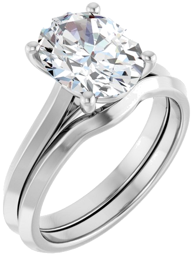 14K White 10x8 mm Oval Solitaire Engagement Ring Mounting (6)