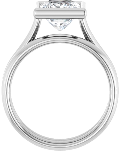 Sužadėtuvių Žiedas „Bezel-Set Solitaire“ 14k white gold Square 7mm (7)