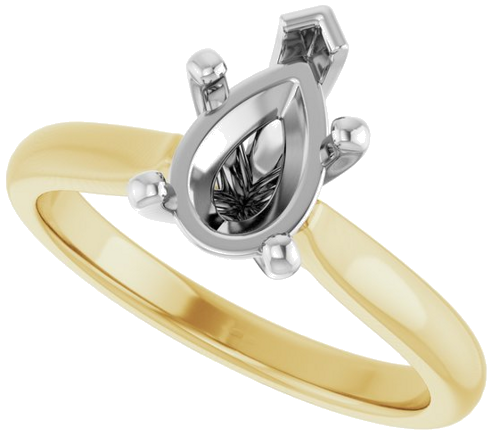 Sužadėtuvių Žiedas 14k yellow/white gold Pear 9mm x 6mm (5)
