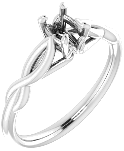 Sužadėtuvių Žiedas „Solitaire Sculptural“ 14k white gold Oval 6mm x 4mm (1)