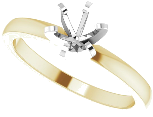 14K Yellow White 5-5.3 mm Round Solitaire Engagement Ring Mounting (5)