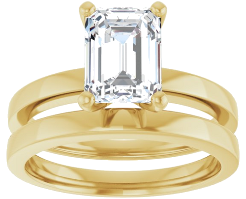 14K Yellow 8x6 mm Emerald Solitaire Engagement Ring Mounting (8)