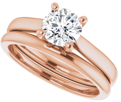 Sužadėtuvių Žiedas „Solitaire“ 585 Rožinis Aukso Round 6mm (10)