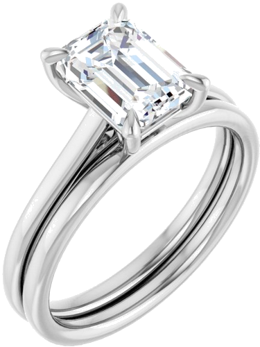 Platinum  8x6 mm Emerald Solitaire Engagement Ring Mounting (6)