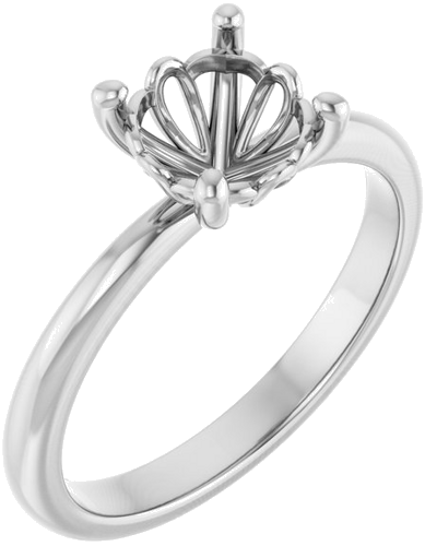 14K White 7 mm Round Solitaire Engagement Ring Mounting (1)