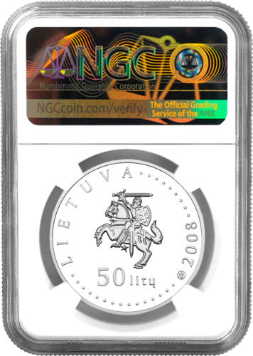 2008 Шмель Литва 50 литов серебряная монета PF 69 ULTRA CAMEO (2)