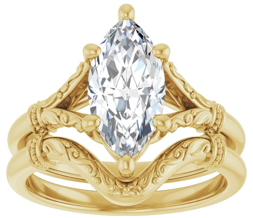 Sužadėtuvių Žiedas „Split Shank“ 585 Geltonojo Aukso Marquise 12mm x 6mm (8)