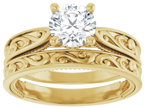 Sužadėtuvių Žiedas „Solitaire Vintage-Inspired“ 14k yellow gold Round 6.5mm (8)