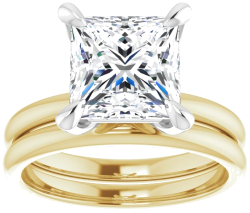 Sužadėtuvių Žiedas „Solitaire“ 14k yellow/white gold Square 8mm (8)