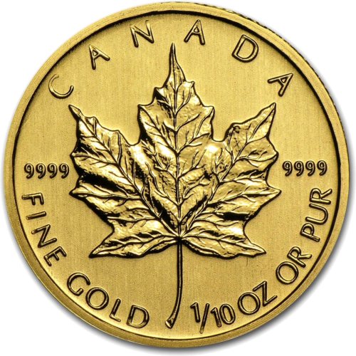 1/10 oz Кленовый лист Канада золотая монета разные годы выпуска (1)