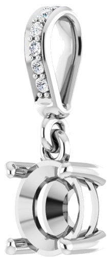 14K White 6 mm Round .03 CTW Natural Diamond Semi-Set Pendant (2)