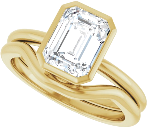 Sužadėtuvių Žiedas „Bezel-Set“ 14k yellow gold Emerald 8mm x 6mm (10)