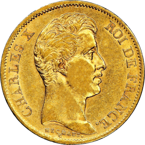40 Frankų Charles X (1824-1830) Auksinė moneta Prancūzijos Karalystė (1)