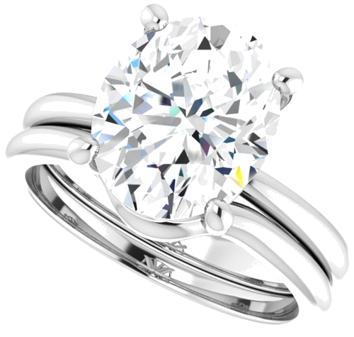 14K White 11x9 mm Oval Solitaire Engagement Ring Mounting (10)