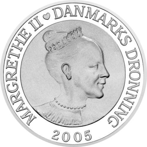 10 kronų Undinėlė 2005 Danija sidabrinė moneta (2)