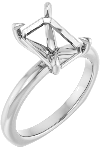 Sužadėtuvių Žiedas „Claw-Prong Euro Shank“ 14k white gold Emerald 10mm x 7mm (1)