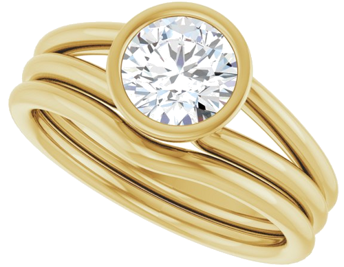 Sužadėtuvių Žiedas „Bezel-Set Solitaire“ 10k yellow gold Round 6.5mm (10)
