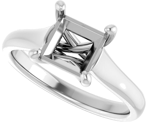 14K White 6.5 mm Square Solitaire Engagement Ring Mounting (5)