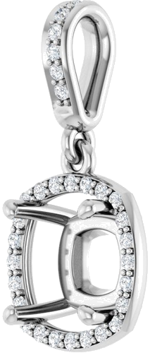 Pakabukas „Accented Halo-Style“ 14k white gold Cushion 7mm (2)