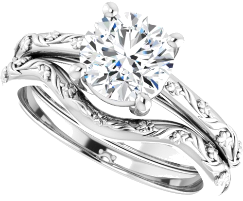 Sužadėtuvių Žiedas „Solitaire“ 10k white gold Round 7mm (10)