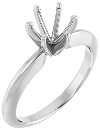 14K White 6-6.6 mm Round 6-Prong Comfort-Fit Solitaire Ring Mounting (1)