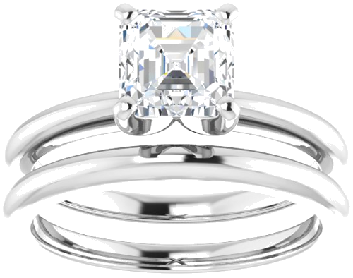 14K White  6 mm Asscher Solitaire Engagement Ring Mounting (8)