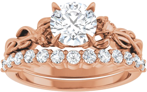 14K Rose 6.5 mm Round Nature-Inspired Engagement Ring Mounting (8)