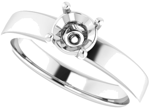 14K White 5.5 mm Round Solitaire Engagement Ring Mounting (5)