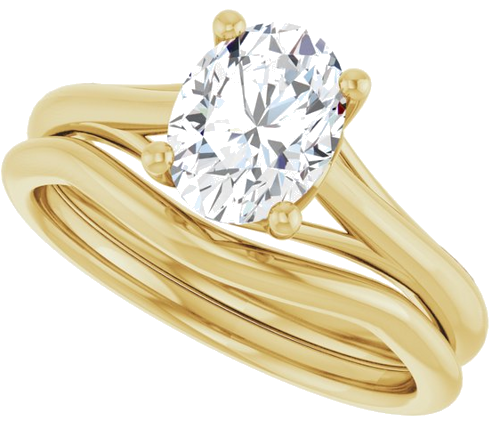 Sužadėtuvių Žiedas „Solitaire“ 585 Geltonojo Aukso Oval 8mm x 6mm (10)