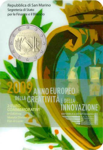 2009 San Marinas Europos kūrybiškumas ir inovacijos 2 eurų moneta (2)