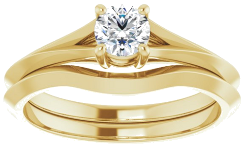 Sužadėtuvių Žiedas „Solitaire Split Shank“ 14k yellow gold Round 4.4mm (8)