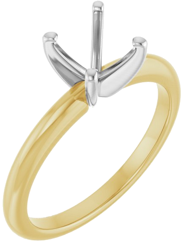 14K Yellow   White  7 mm Round Solitaire Engagement Ring Mounting (1)