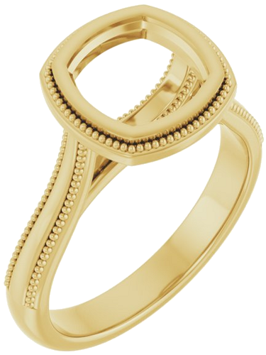 Sužadėtuvių Žiedas „Bezel-Set Solitaire“ 14k yellow gold Cushion 7.5mm (1)