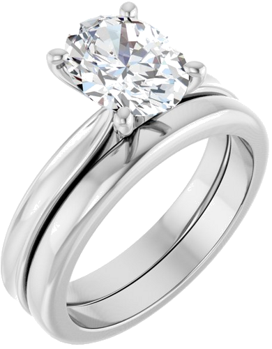 Sužadėtuvių Žiedas 14k white gold Oval 9mm x 7mm (6)