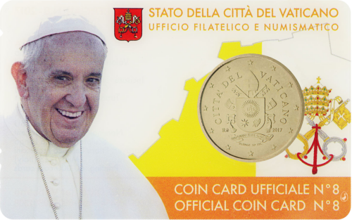 2017 Vatican Francis Coat of Arms 50 cent coin on BU card (1)