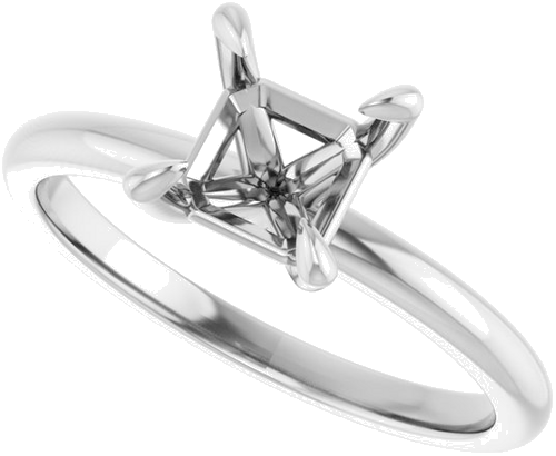14K White  6x6 mm Asscher Solitaire Engagement Ring Mounting (5)