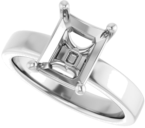 14K White 9x7 mm Emerald Solitaire Engagement Ring Mounting (5)
