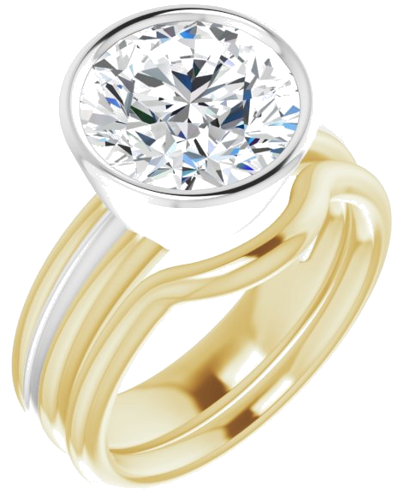 Sužadėtuvių Žiedas „Bezel-Set Solitaire“ 14k yellow/white gold Round 10mm (6)