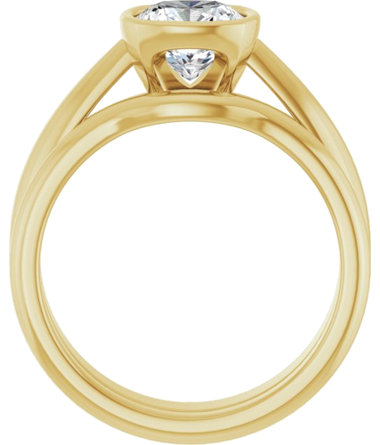 Sužadėtuvių Žiedas „Bezel-Set Solitaire“ 14k yellow gold Cushion 6.5mm (7)