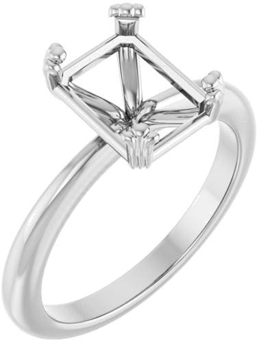 Sužadėtuvių Žiedas „Solitaire“ 14k white gold Emerald 9mm x 7mm (1)