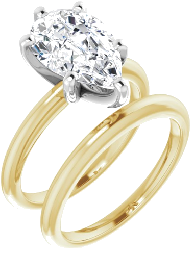 Sužadėtuvių Žiedas „Solitaire“ 585 Baltojo Ir Geltonojo Aukso Pear Shape 12mm x 8mm (6)