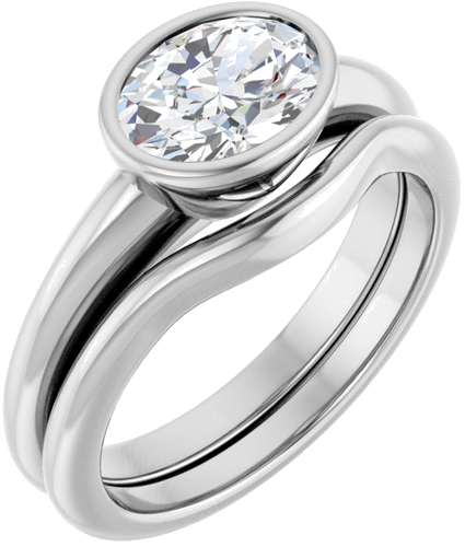 Sužadėtuvių Žiedas „Bezel-Set Solitaire“ 14k white gold Oval 8mm x 6mm (6)