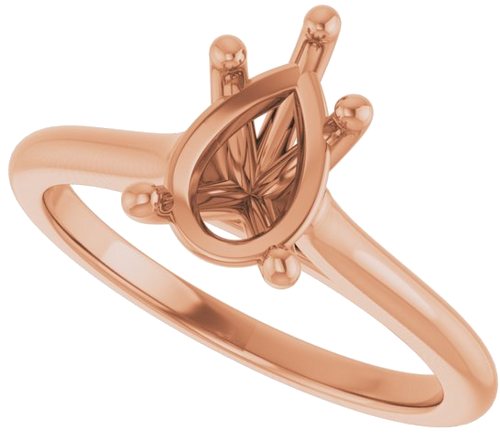 Sužadėtuvių Žiedas „Accented“ 18k rose gold Pear 9mm x 6mm (5)