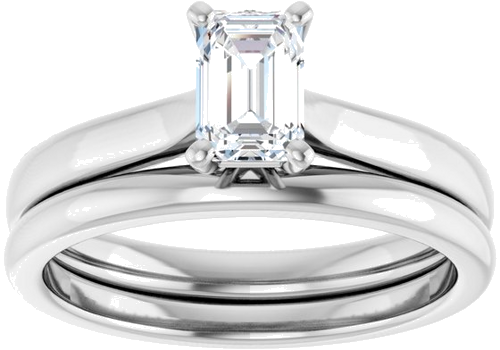 Sužadėtuvių Žiedas „Solitaire“ 585 Baltojo Aukso Emerald 6mm x 4mm (8)