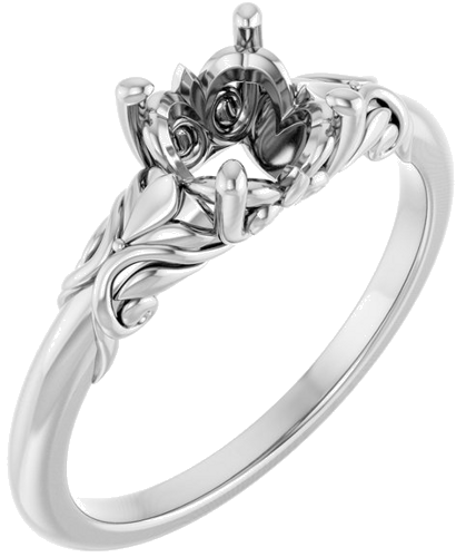 Sužadėtuvių Žiedas „Solitaire“ 14k white gold Round 6.5mm (1)
