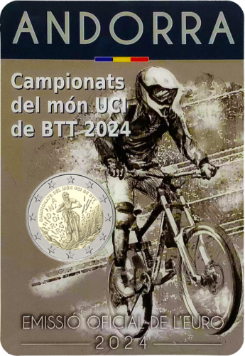 2024 Андорра 2 евро BU монета к Чемпионату по горному велосипедному спорту (2)