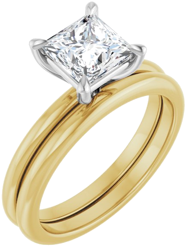 Sužadėtuvių Žiedas „Claw-Prong“ 14k yellow/white gold Square 6mm (6)