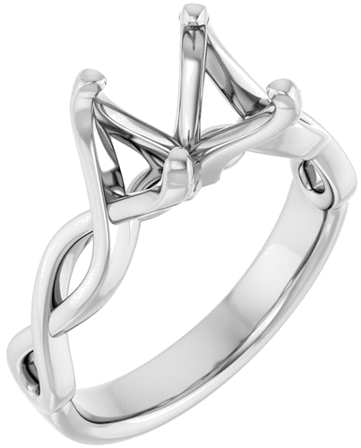 Sužadėtuvių Žiedas „Solitaire Rope“ 14k white gold Square 6.5mm (1)