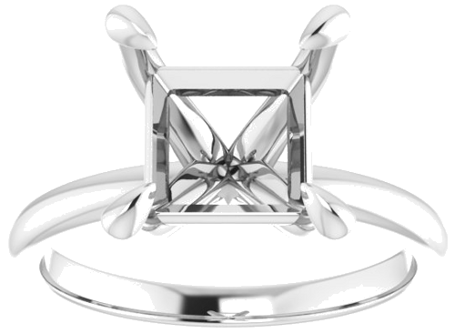 14K White  8x8 mm Square Solitaire Engagement Ring Mounting (3)